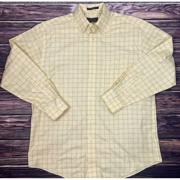 Orvis Signature Collection Yellow, Blue Plaid Button Up Shirt Men's Large EUC - Picture 2 of 13
